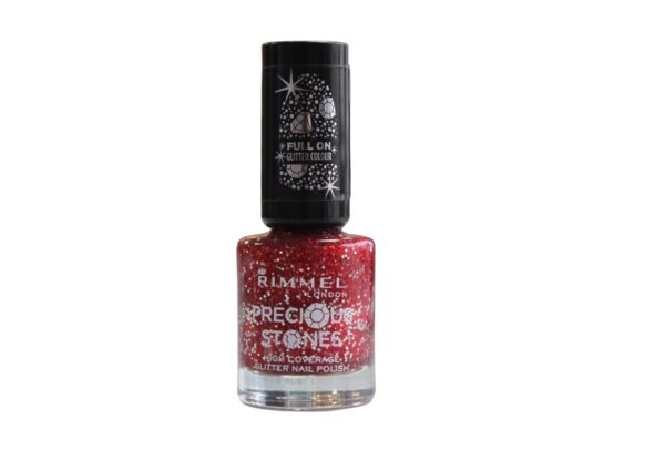 RIMMEL PRECIOUS STONES HIGH COVERAGE GLITTER NAIL POLISH RUBY CRUSH 002